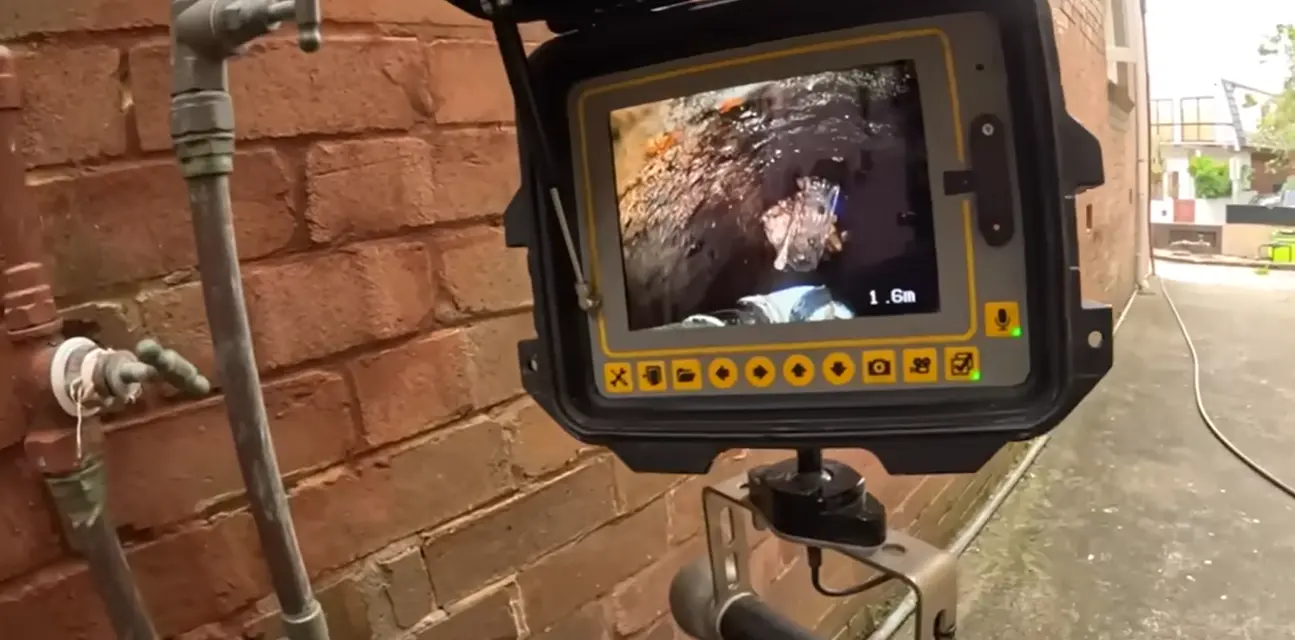 Clogged drain repair in Fort Collins — camera inspection showing root intrusion in a residential drain line